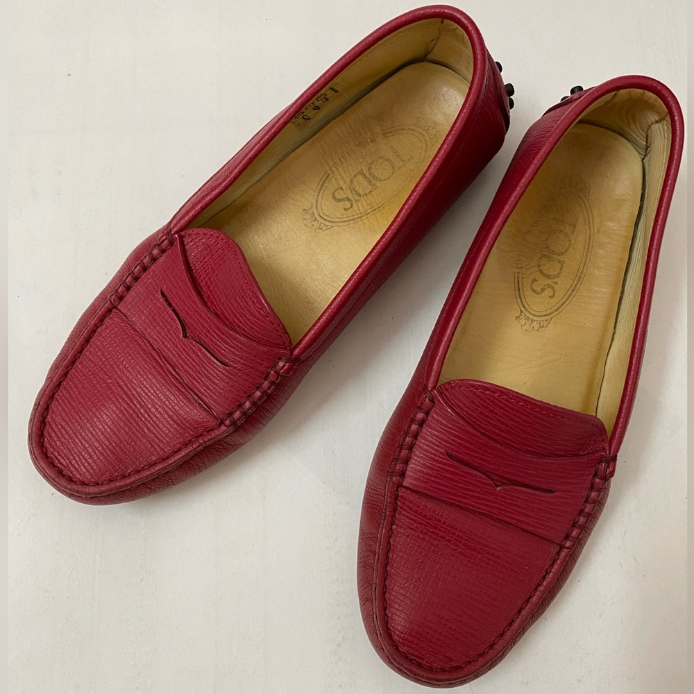 TOD’S GOMMINO SHOES LOAFERS LEATHER RED